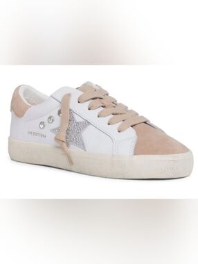 VH Sneakers, Size 9, Beige Cream, White Star Rhinestones Accents